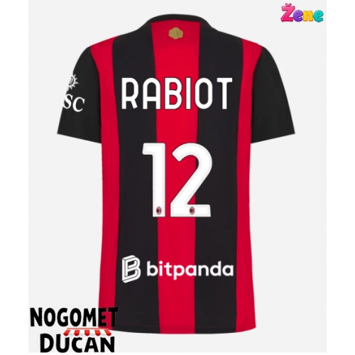 AC Milan Adrien Rabiot #12 Domaci Dres Ženska 2026-27 Kratak Rukav AC Milan Adrien Rabiot #12 Domaci Dres Ženska 2026-27 Kratak Rukav