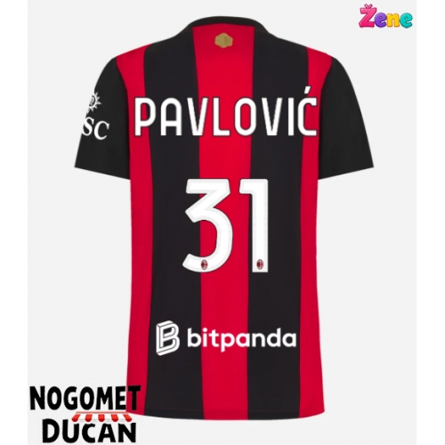 AC Milan Strahinja Pavlovic #31 Domaci Dres Ženska 2026-27 Kratak Rukav AC Milan Strahinja Pavlovic #31 Domaci Dres Ženska 2026-27 Kratak Rukav