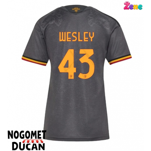 AS Roma Wesley Franca #43 Rezervni Dres Ženska 2026-27 Kratak Rukav AS Roma Wesley Franca #43 Rezervni Dres Ženska 2026-27 Kratak Rukav