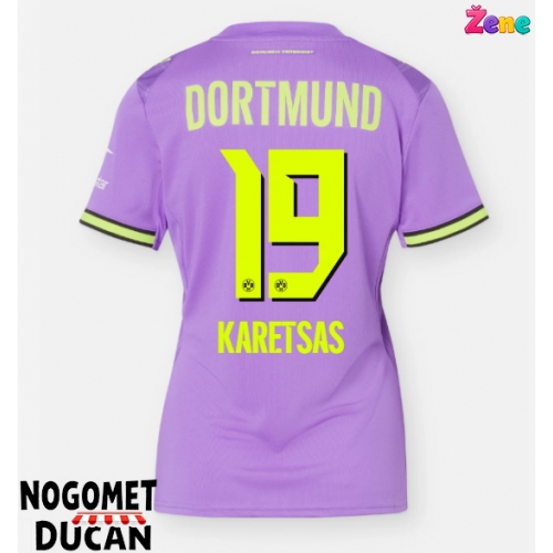 Borussia Dortmund Konstantinos Karetsas #19 Rezervni Dres Ženska 2026-27 Kratak Rukav Borussia Dortmund Konstantinos Karetsas #19 Rezervni Dres Ženska 2026-27 Kratak Rukav