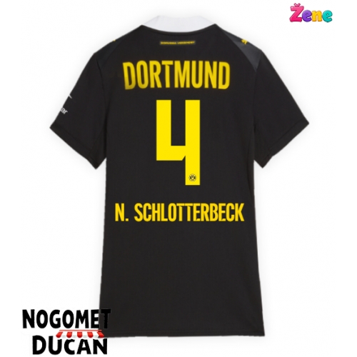 Borussia Dortmund Nico Schlotterbeck #4 Gostujuci Dres Ženska 2026-27 Kratak Rukav Borussia Dortmund Nico Schlotterbeck #4 Gostujuci Dres Ženska 2026-27 Kratak Rukav