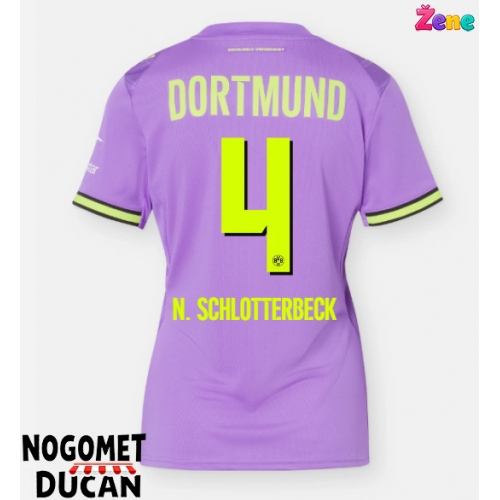 Borussia Dortmund Nico Schlotterbeck #4 Rezervni Dres Ženska 2026-27 Kratak Rukav Borussia Dortmund Nico Schlotterbeck #4 Rezervni Dres Ženska 2026-27 Kratak Rukav