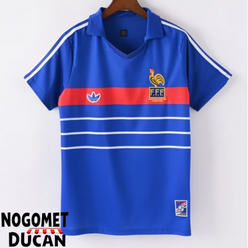Francuska 1984 Retro Domaci Dres Kratak Rukav Francuska 1984 Retro Domaci Dres Kratak Rukav